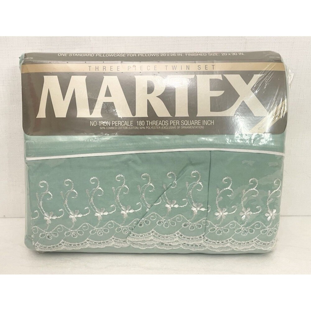 NEW Martex Atelier "Wynnewood" Green 180 Cotton Twin Sheet Set
